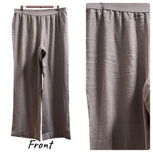 Soft Surroundings Neutral Linen Pull On Pants Large Minimalist 30 Inch Inseam